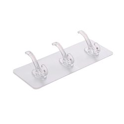 Transparent row hook six-link powerful adhesive does not fall storage wall hanging without markings without hole punching door sticking hook