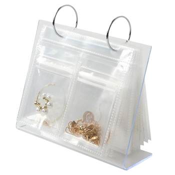 Anti -oxidized jewelry box earrings earrings necklace hand decorative box earrings ring transparent storage bag sealed and portable
