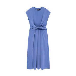 Desigual high -waisted folds and thin skirts in summer long skirts are simple round neck
