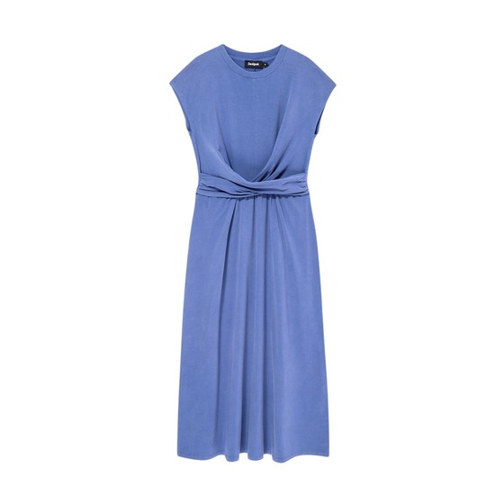 Desigual high -waisted folds and thin skirts in summer long skirts are simple round neck
