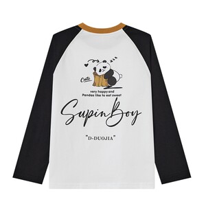 
Duojia boys long-sleeved T-shirt 2026 spring new spring and autumn pure cotton children's panda print raglan sleeve top