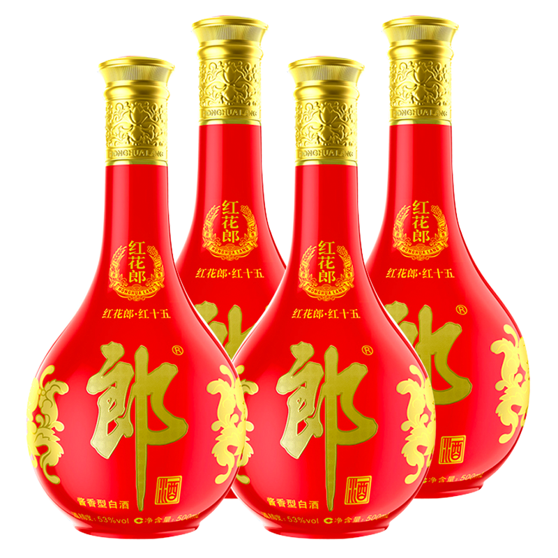 郎酒红花郎15高端53度白酒500ml4瓶