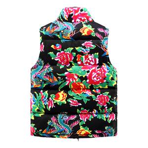 
Northeast large flower cotton jacket, down cotton vest, men's and women's winter thickened warm vest, cotton coat, large size waistcoat