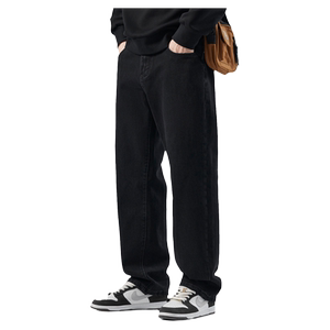 
hansca black retro stretch jeans for men 2026 spring and autumn American retro loose straight casual trousers
