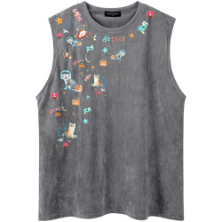 Pure cotton simple sleeveless t-shirt men's and women's vest ins
