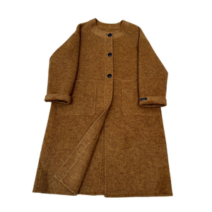 
Hepburn style double-sided cashmere coat for women 25 autumn and winter new versatile mid-length temperament style woolen coat with scarf