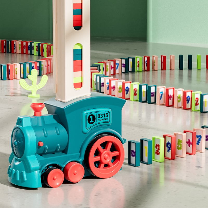 多米诺骨牌小火车儿童益智玩具网红自动放牌积木宝宝电动男孩女孩