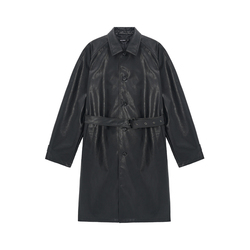 Unvesno(un) Notting Hill Leather Lapel Mid-length Retro Windbreaker Jacket