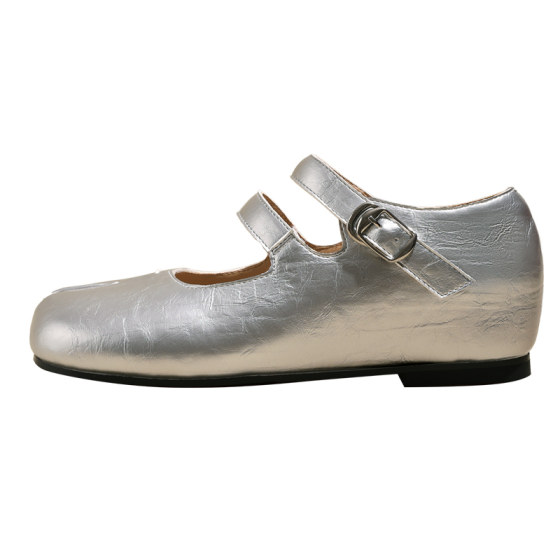 
Silver ballet inner heighten split-toe shoes for women 2026 new summer retro with skirt Mary Jane shoes versatile shoes