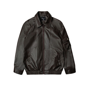 
Heima Qizuo Spring and Autumn Japanese Retro Lapel Flying Motorcycle Jacket Leather Jacket Men's Loose Casual Fashion