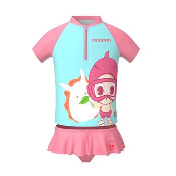 TOSWIM Children's Swallow Swiming Swiming Swing up sunscreen Small, Middle Girl Boy Baby Baby Short -sleeved Speed ​​Dry Swimsuit Swimwear
