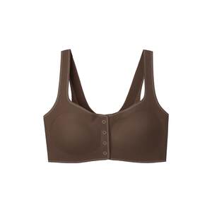 Ubras size-free front buckle seamless wide strap bra large size nude skin mother underwear set for women