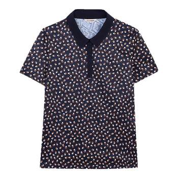 
Miranden lapel print knitted T-shirt for women short sleeves