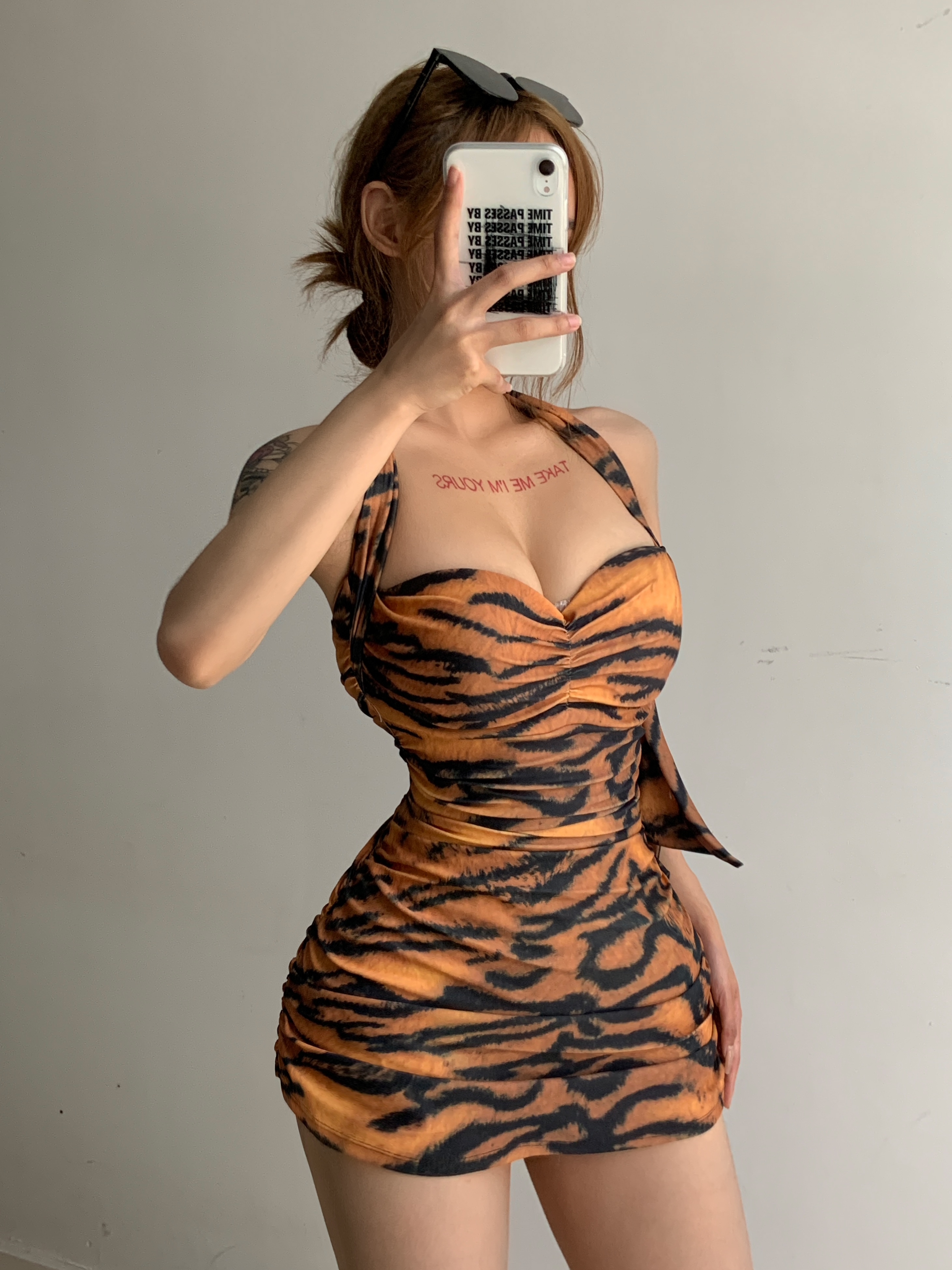 Xiaonan swimsuit slightly fat and sexy leopard print playful hot girl  one-piece skirt covers the belly and makes you slimming hot spring vacation  bikini swimsuit