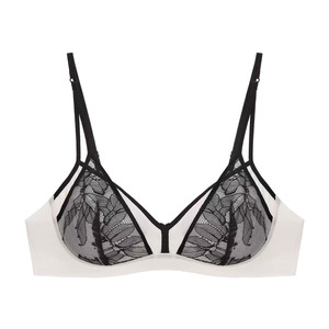 
French triangle cup bra for women in summer, thin, no wires, small breasts, gathered, pure lust style, lace contrasting color bra set