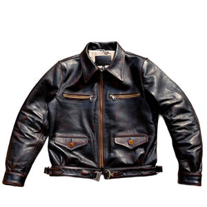 
Defei Hartmann Shootdown King Vegetable Tanned Tea Core Horsehide Men's Ultra Short Slim Genuine Leather Jacket Air Force Flight Leather Jacket