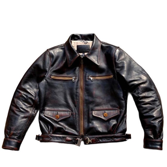 
Defei Hartmann Shootdown King Vegetable Tanned Tea Core Horsehide Men's Ultra Short Slim Genuine Leather Jacket Air Force Flight Leather Jacket