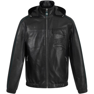 BM motorcycle leather jacket men genuine leather sheepskin stand collar hooded leather jacket men 2024 new style fashion handsome