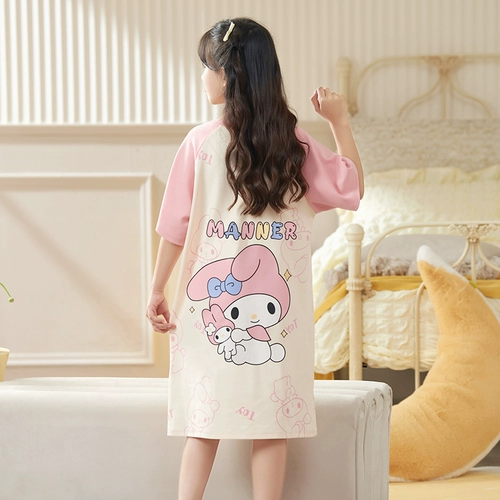 Детская пижама, летняя мультяшная юбка для принцессы, короткий рукав, подходит для подростков