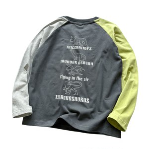 
Lightly brushed ~ soft ~ cotton 110-170 boys' cotton mandarin duck sleeve casual long-sleeved t-shirt spring and autumn round neck bottoming shirt