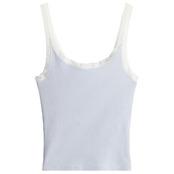 HM women's suspender 2025 summer new low round neck American slim lace sleeveless vest 1274285