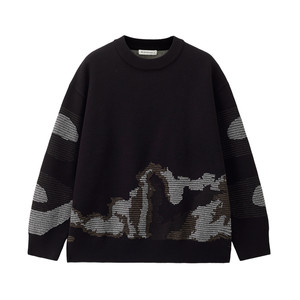 
Designer Giordano sweater men's contrasting color camouflage jacquard round neck loose thick sweater 18055822