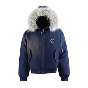 
RASP American fur collar cotton-padded jacket for men and women, the same style, winter thickened warm hand-stuffed cotton couple's jacket, parka cotton suit