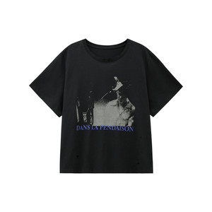 
Zheng Maimai Stranger spring and summer new pure cotton casual versatile commuting slimming hole printed short-sleeved T-shirt