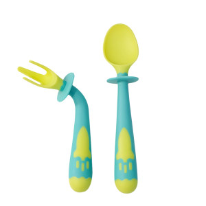 
Baby independent eating spoon learning to eat training children's tableware set bendable twisting fork special spoon for eating