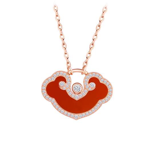 周大福 エンツォ 18k ローズゴールド ダイヤモンド カーネリアン 如意 