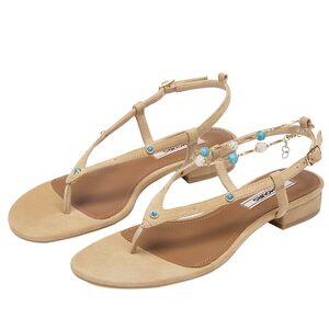 
73hours women's shoes blue holiday 2026 summer new style bohemian style flat thong fashion sandals for women