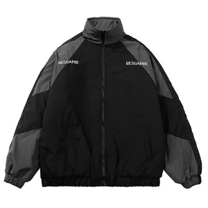 Goku available retro contrasting stitching standing collar cotton coat men's tide brand loose, thick and warm, warm and warm couple jacket clothing cotton clothing