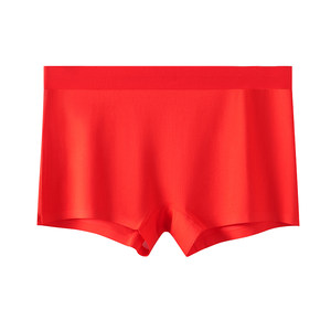 Big red festive women's flat cornered underwear 60S solid color Modal antibacterial crotch no trace naked sense four cornered shorts for women
