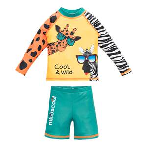 Children's swimsuit pants, baby orange boy, 10 years old, soaking in hot springs, long sleeved split sun protection, quick drying, medium and large children's swimsuit