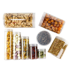 Transparent plastic bottles food sealed jars snacks candies
