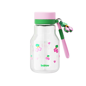 
bablov glass cup for girls with high-value straw water cup for high temperature resistance students' milk cute summer portable cup