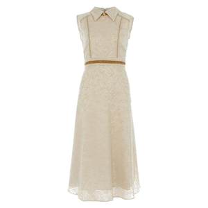 
Flower and wood new Chinese Organ yarn dress for women in spring and summer new sleeveless texture high waist slim flocking yarn skirt