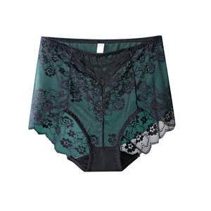 High-waisted underwear for women pure cotton crotch strong belly lifting buttocks for women without marks lace large size women's summer thin breathable
