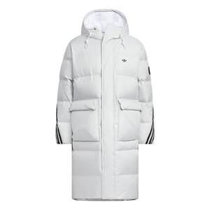 
Warm, loose and comfortable long three-stripe duck down hooded down jacket for men and women adidas adidas clover