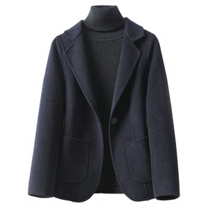 
Woolen suit jacket, short, slim, solid color, new Korean style double-sided wool coat for small people, high-end women's suit