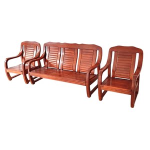 
Chinese style solid wood sofa reception office log mortise and tenon structure living room furniture rural small apartment three-seater