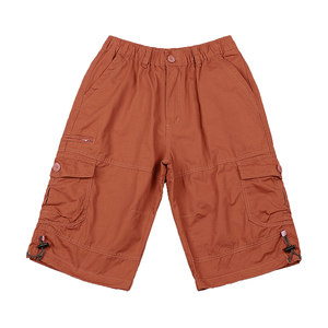 Working shorts men's summer thin wear-resistant pure cotton five-point pants plus fat plus size multi-bag beach pants straight mid-leg pants

