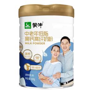 Mengniu middle -aged and low -fat high -calcium high -calcium high -fiber milk powder 800g nutritional breakfast milk powder drinking tank loading gift
