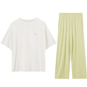 
Red bean pajamas short-sleeved trousers men and women Tenslair women ice silk cool summer A-class home clothing set
