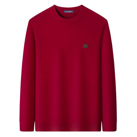 [Cashmere] Montagut Men's Solid Color Wool Sweater 25 Winter Round Neck Sweater Base Sweater Thick and Warm J