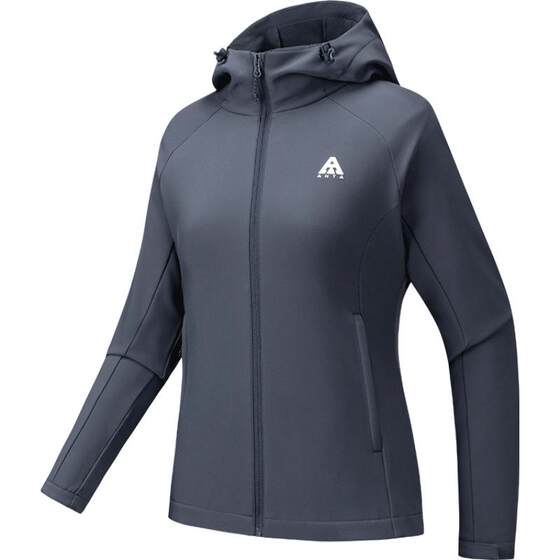 
ANTA outdoor soft shell jacket women's new style jacket liner windproof and water repellent plus velvet warm sports jacket top