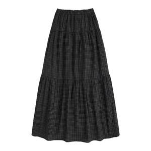 
MISAZ three-piece pleated cake skirt, elementary school style winter plaid mid-length skirt with lining inside