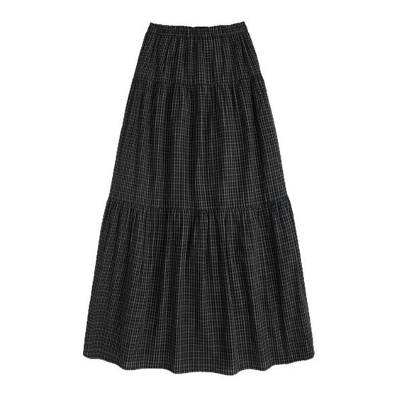 
MISAZ three-piece pleated cake skirt, elementary school style winter plaid mid-length skirt with lining inside