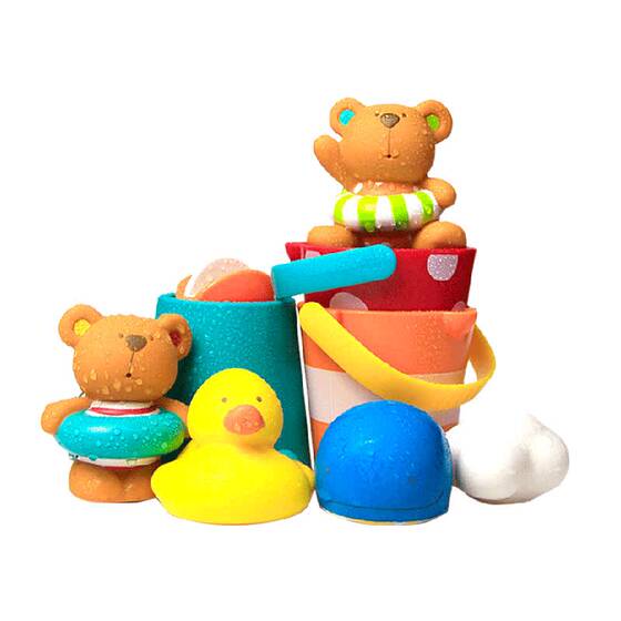 Hape baby bath toy, children, baby play ducky yellow duck swimming, bathing male girl spray water