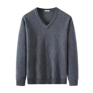 
Red dragonfly sweater men's autumn and winter rhombus jacquard business inner long-sleeved sweater V-neck sweater dad outfit
